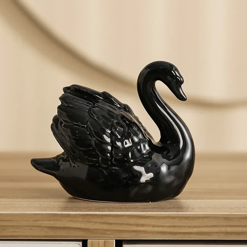 Xt Home Textiles - Couple Swan Ceramic Jewelry Creative Black
