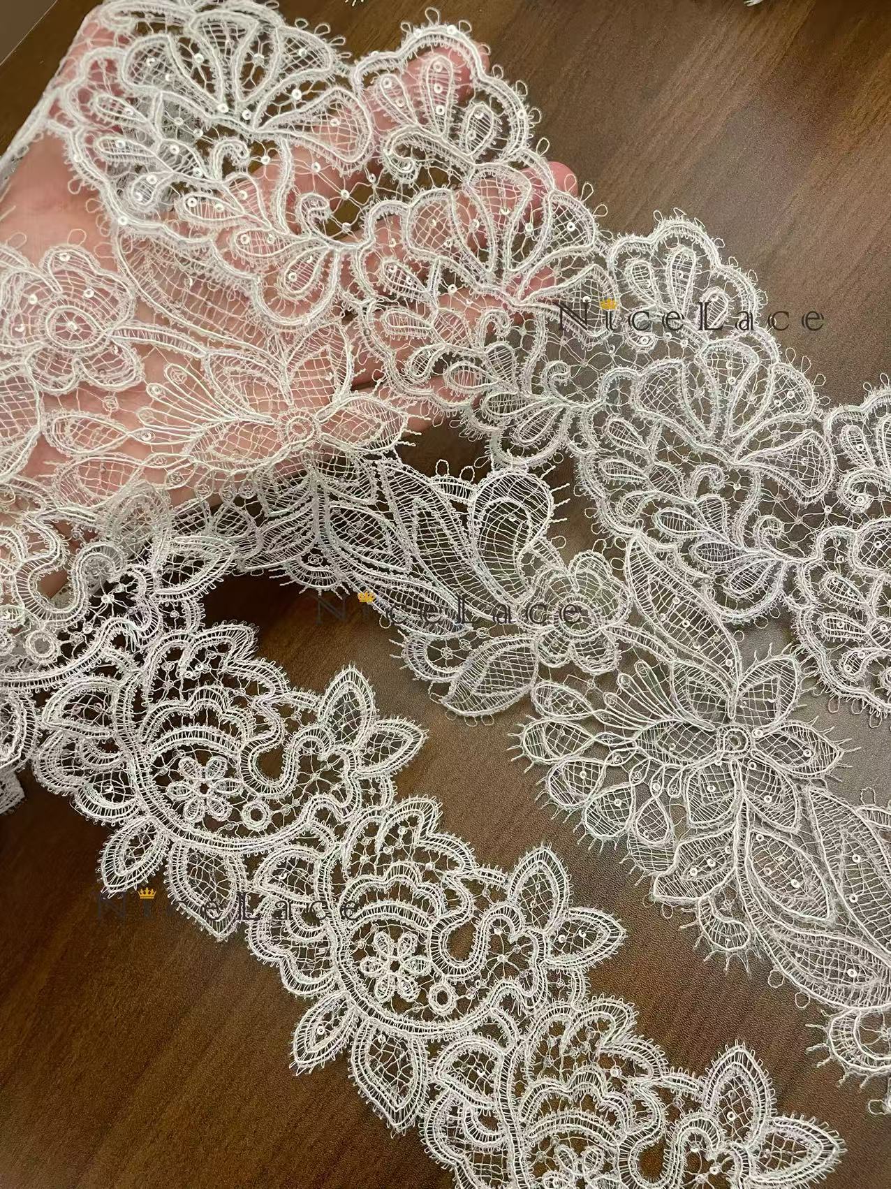 Home Fashion Textiles - 5yards/lot Sequins Guipure trimming lace for