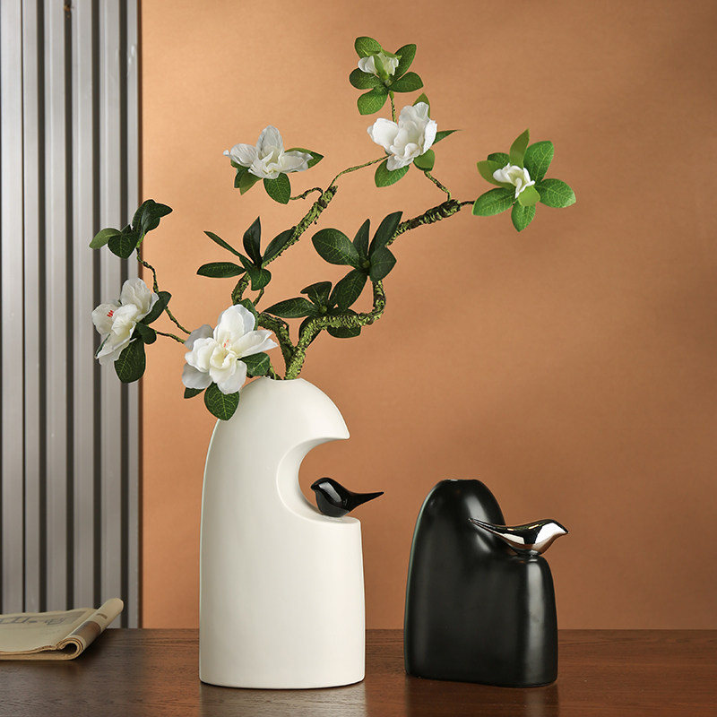 Xt Home Textiles - Modern Ceramic Vase with Bird Sculpture
