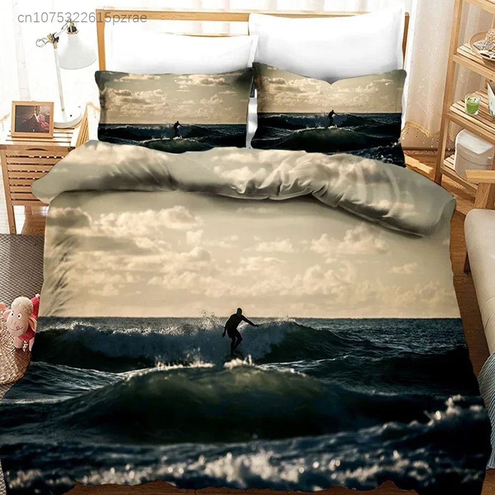 Home Fashion Textiles - Beach Surfing Bedding Set Scenery Comforter