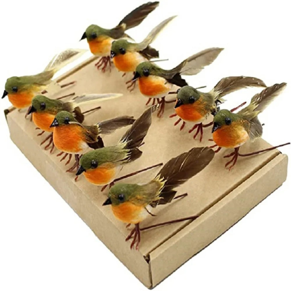 Home Textiles Today - 12/1PS Artificial Feather Robin Bird Ornament