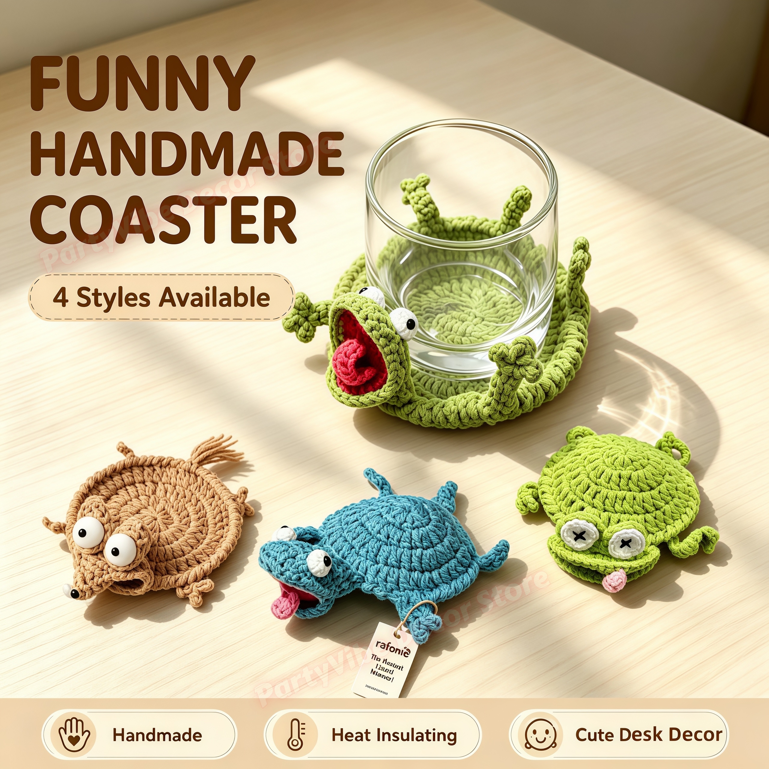 Home Textiles Today - Animal Crochet Cup Coaster Handwoven Finished