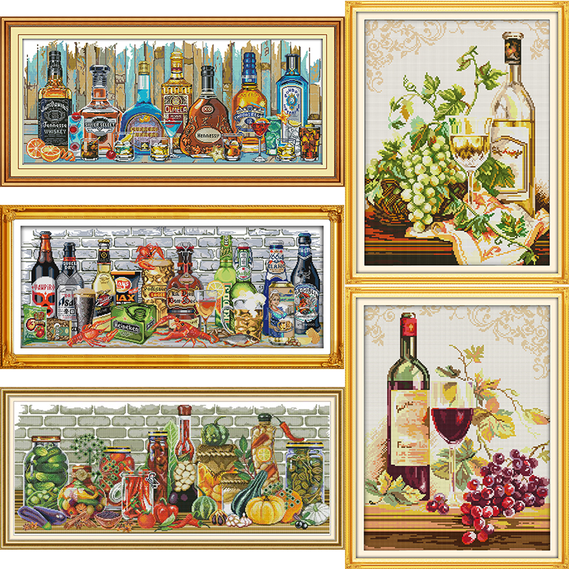 Home Textiles Discount - Wine and Bottle Collection Printed Cross