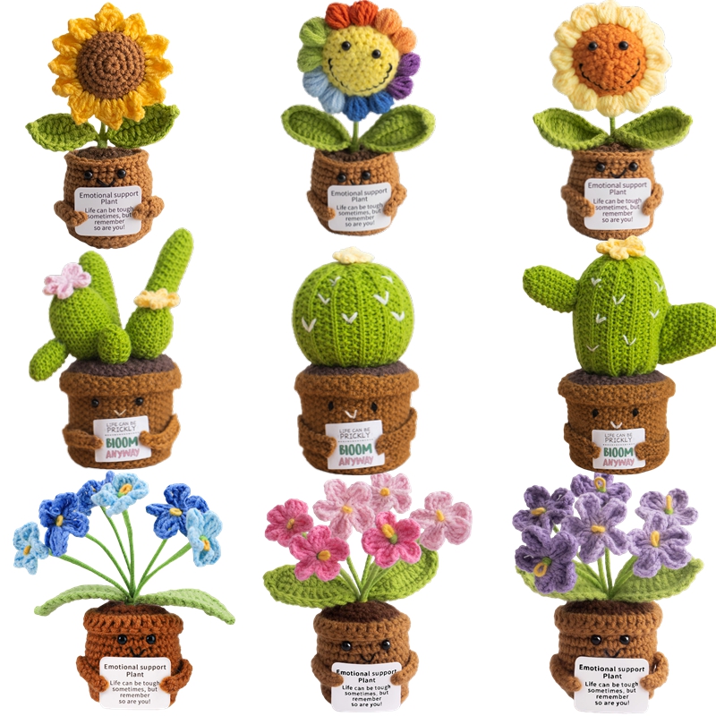 Home Textiles Today - Handmade Crochet Emotional Support Cactus Sunflower