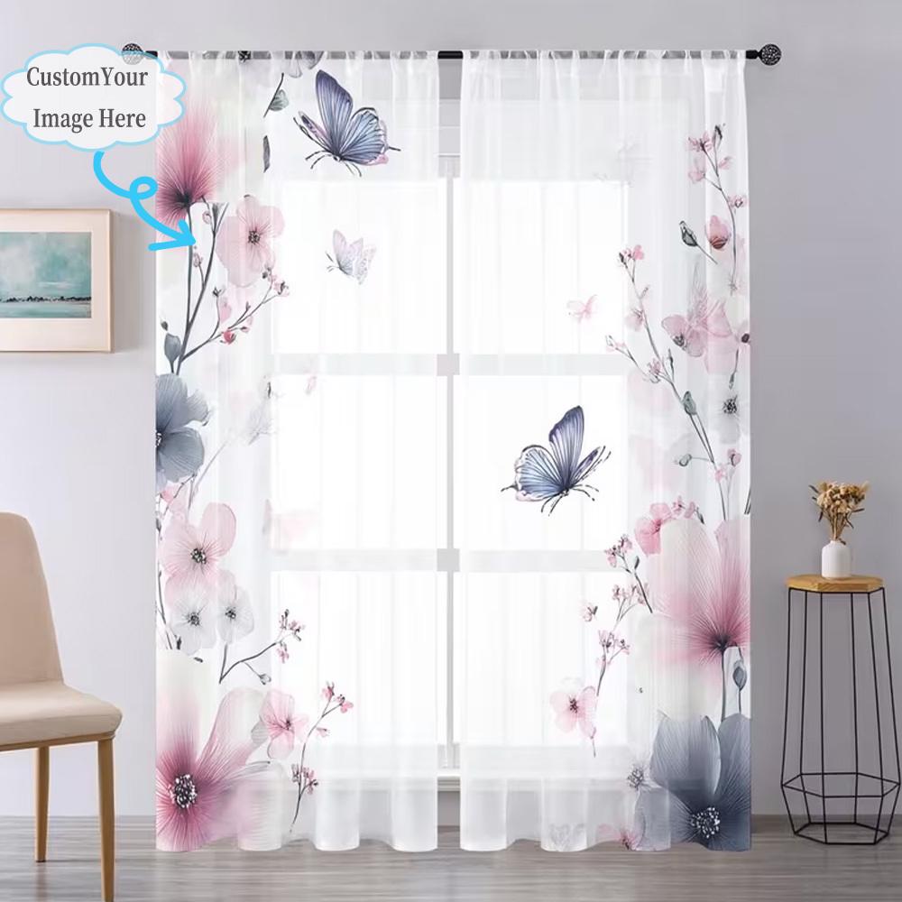 Custom 2D Flat 2pcs Sheer Curt - đánh giá và giá Home Textile