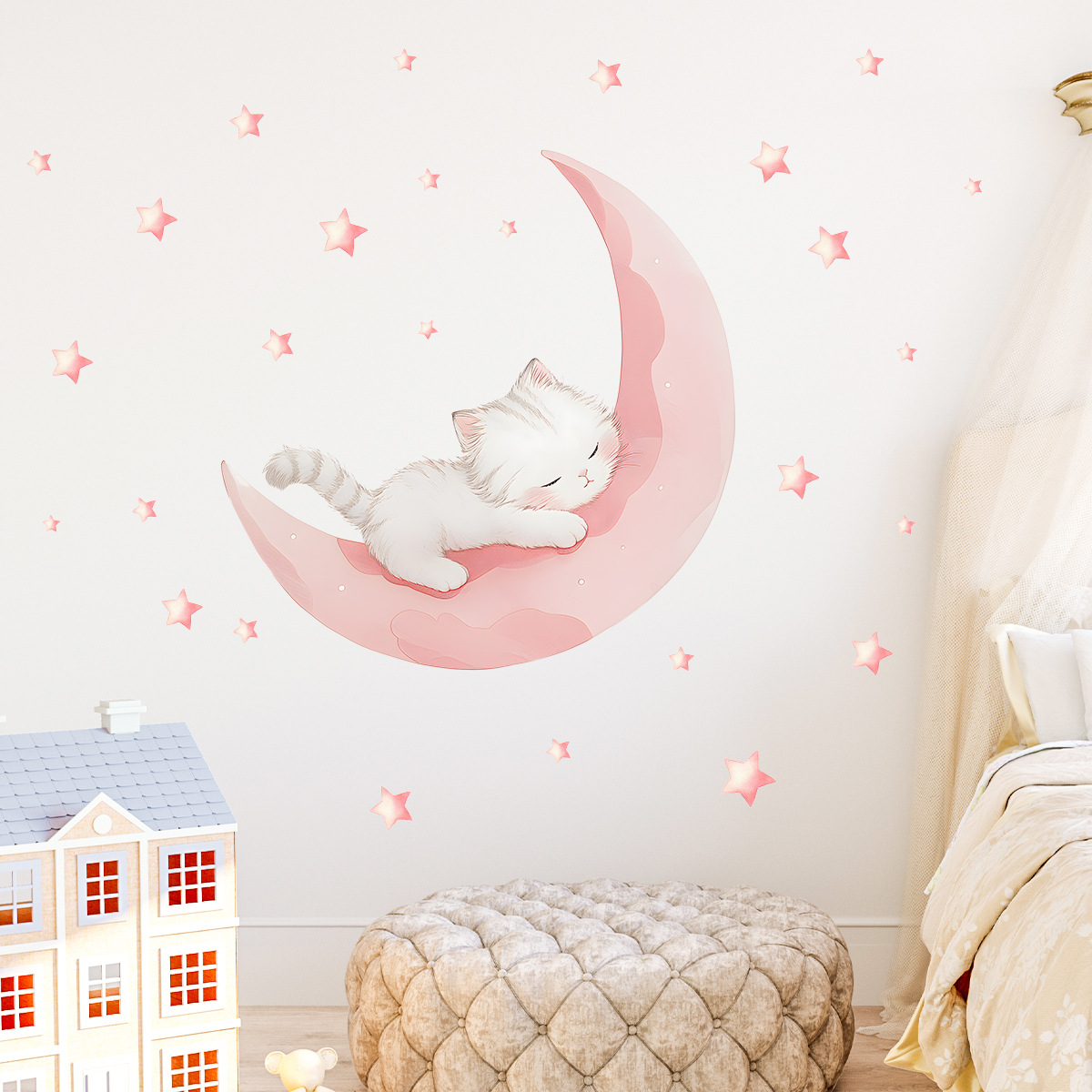 Cartoon Pink Moon Cute Cat Sle - đánh giá và giá Xt Home Textiles
