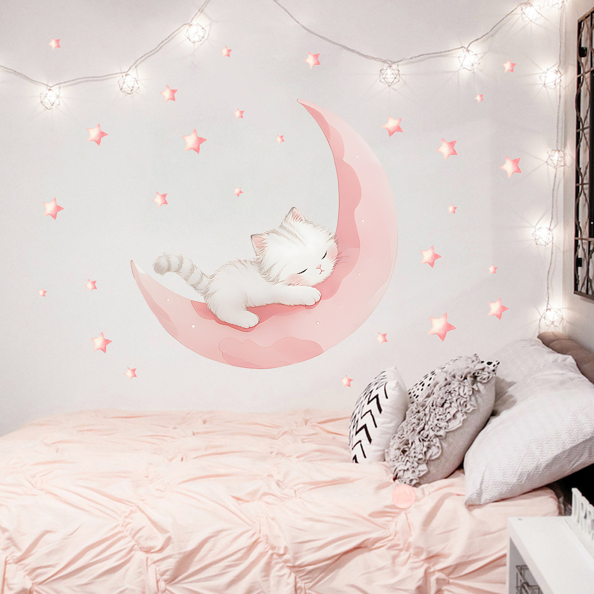 Cartoon Pink Moon Cute Cat Sle - đánh giá và giá Xt Home Textiles