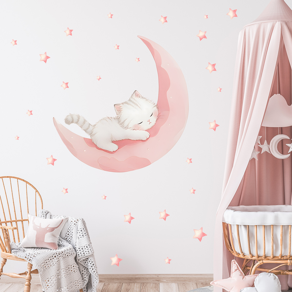 Cartoon Pink Moon Cute Cat Sle - đánh giá và giá Xt Home Textiles