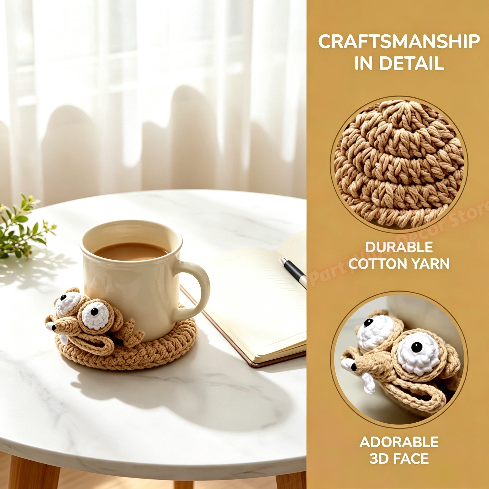 Animal Crochet Cup Coaster Han - đánh giá và giá Home Textiles Today