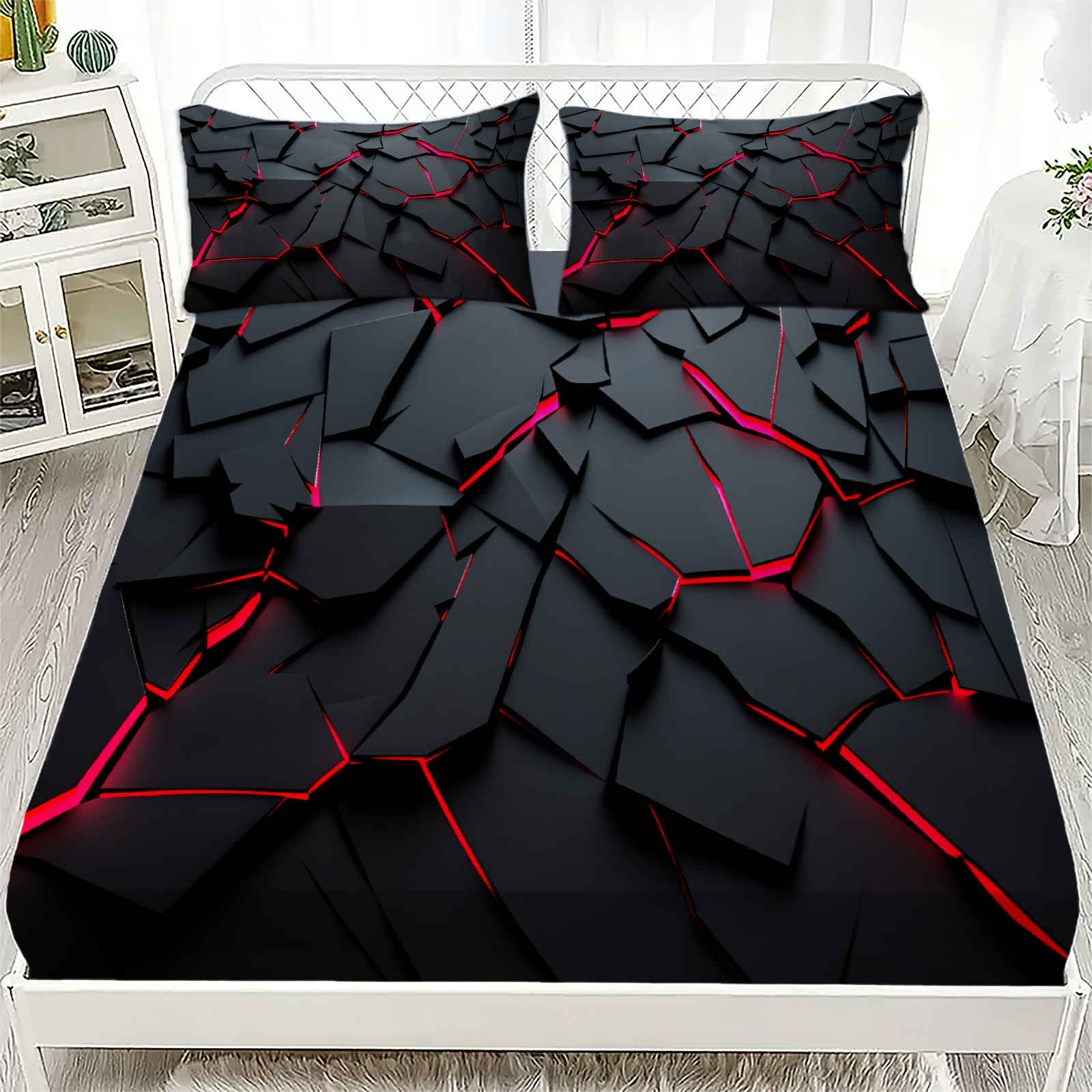 3Pcs Lightning Glow Fitted She - đánh giá và giá Home Textiles Discount